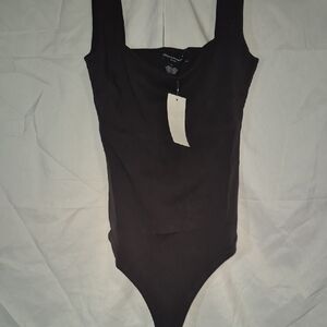 French Connection Chocolate Brown Scoop Neck Top